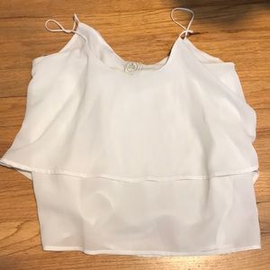 White sheer double layer cami top
